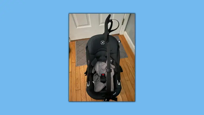 An overhead shot of the car seat.