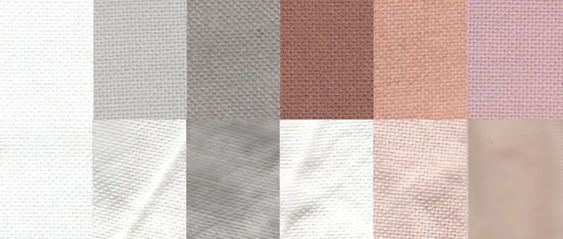 Before and after test stain results using the Normal cycle. From left to right: control, sweat, dirt, blood, cocoa, and red wine.