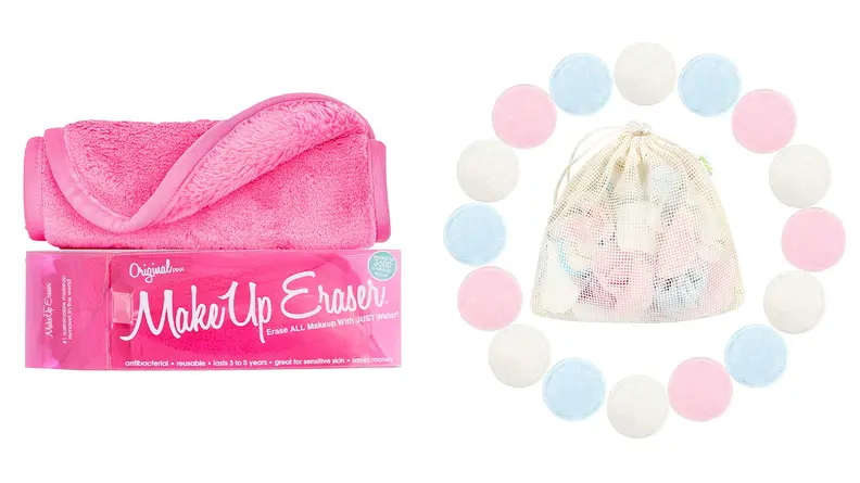 A photo of the Makeup Eraser and the Wegreeco Reusable Bamboo Makeup Remover Pads.