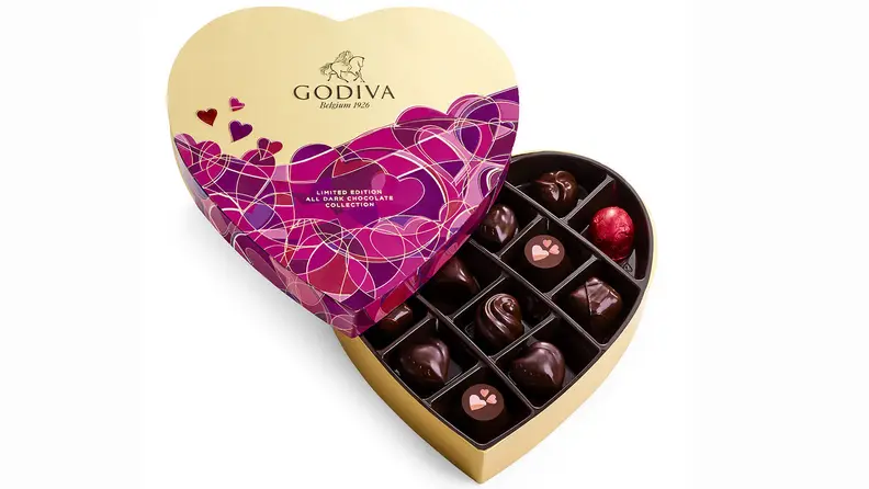 Godiva chocolates on white background