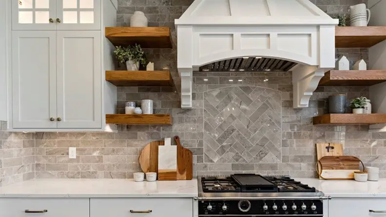 You can build a custom range hood around a sleek insert.