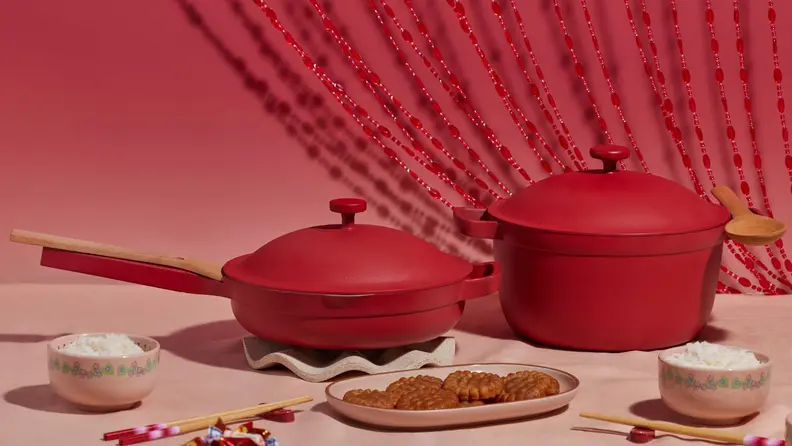 Red Always Pan and Perfect Pot on festive table setting