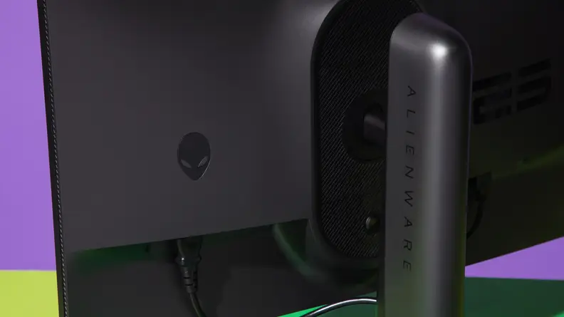 Black back panel on the Alienware AW2523HF gaming monitor.