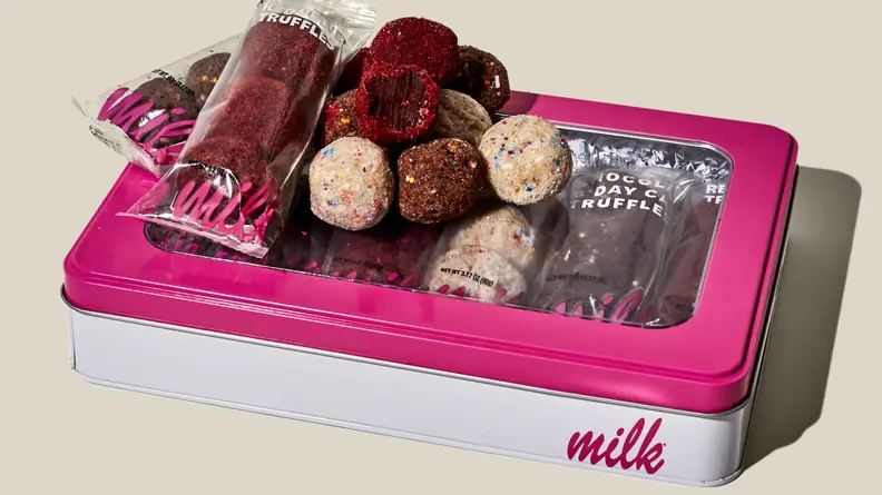 truffles in pink container
