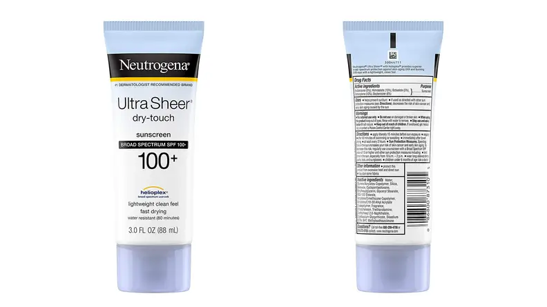 A photo of the Neutrogena Ultra Sheer Dry-Touch Sunscreen Broad Spectrum SPF 100+.