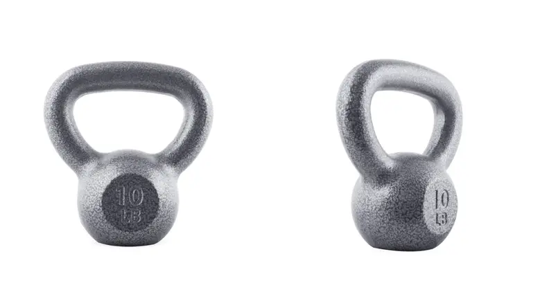 A gray kettlebell.