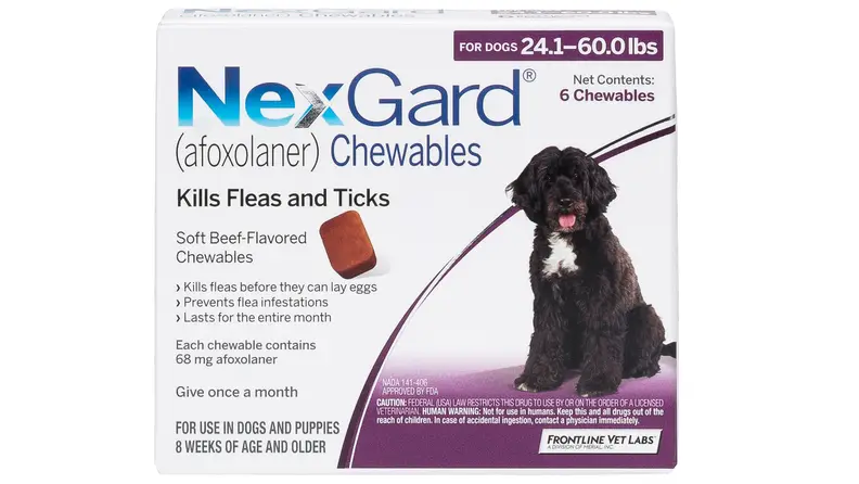 NexGard Chewable Tablets for Dogs, 24.1-60 lbs, 6 treatments