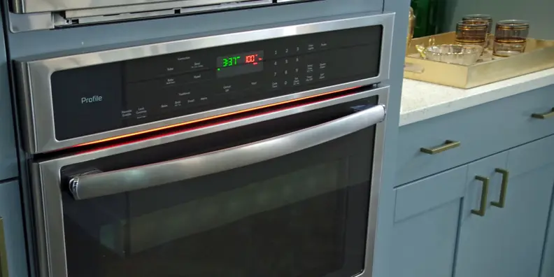 A GE connected oven in use