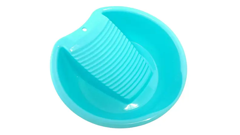 This cheery bin makes it easy to wash small pieces of laundry in the sink.