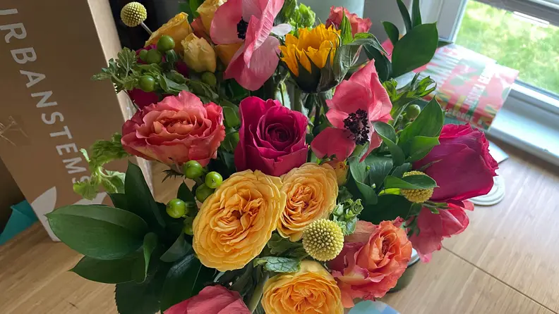 An up-close view of an UrbanStems bouquet.