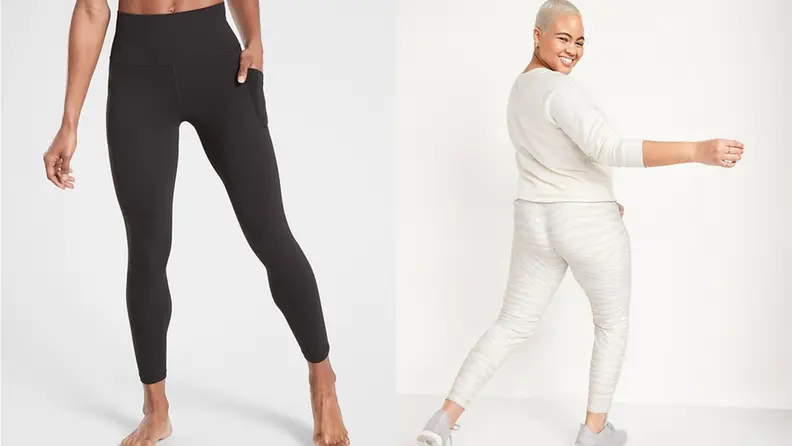 woman wearing black leggings, and a woman wearing white joggers