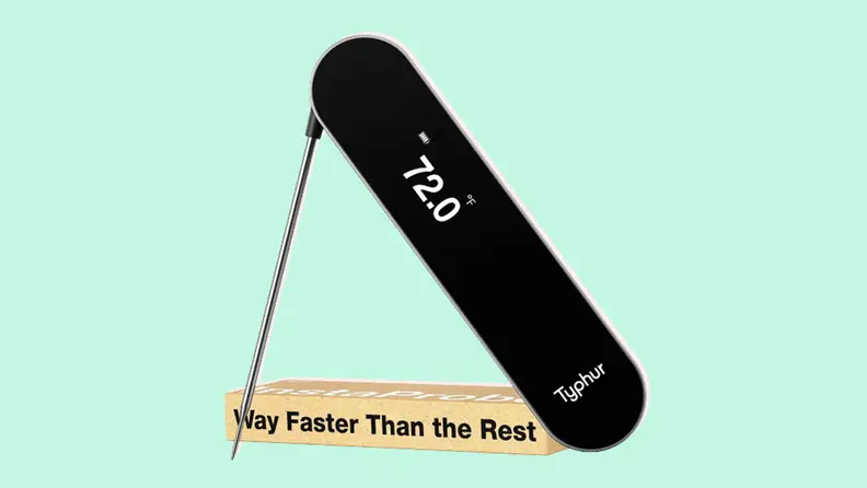 Typhur instaprobe thermometer on a light blue background