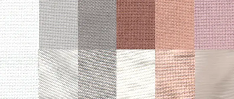 Before and after test stain results using the Normal cycle. From left to right: control, sweat, dirt, blood, cocoa, and red wine.