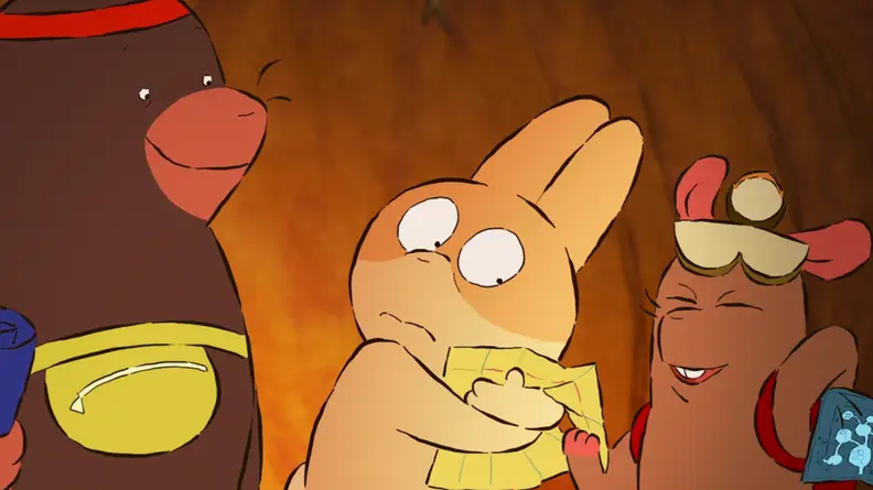 A screenshot from the short film Burrow featuring