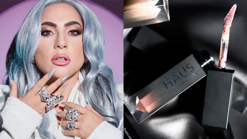 Lady Gaga poses wearing Haus Laboratories.