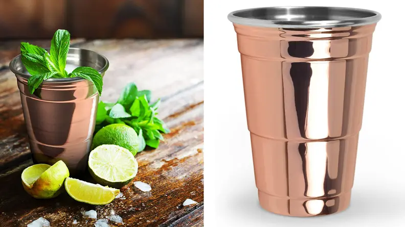 Copper cup with garnishes