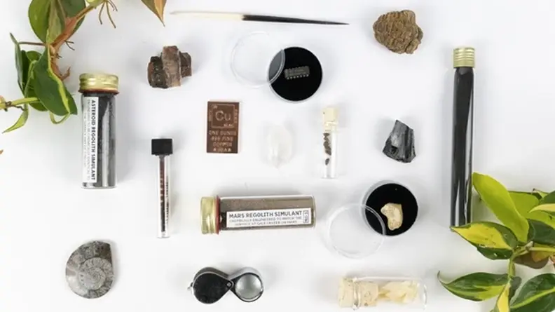 Various stones and science objects