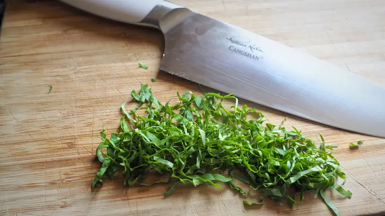 These knives are sharp enough to thinly slice basil without bruising the herbs.
