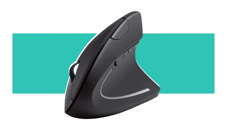 A black Anker mouse on a teal background.