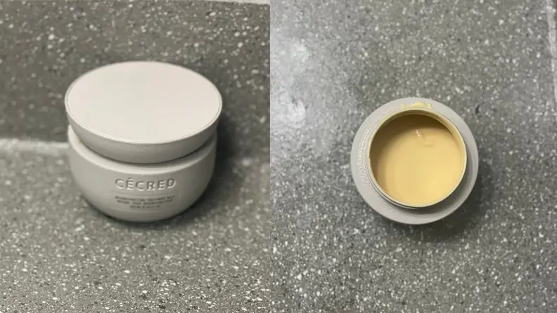 Cécred Hair Mask against grey granite countertop