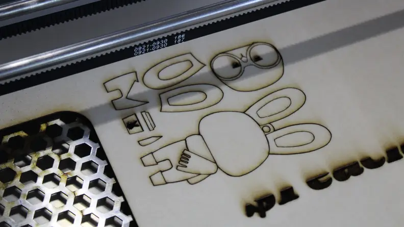 Rabbit being made with laser cutter