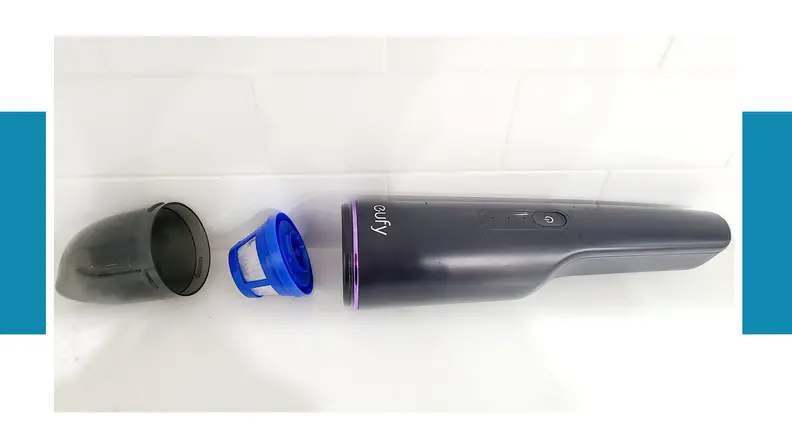 The parts of the Eufy Handheld Cordless Vacuum.