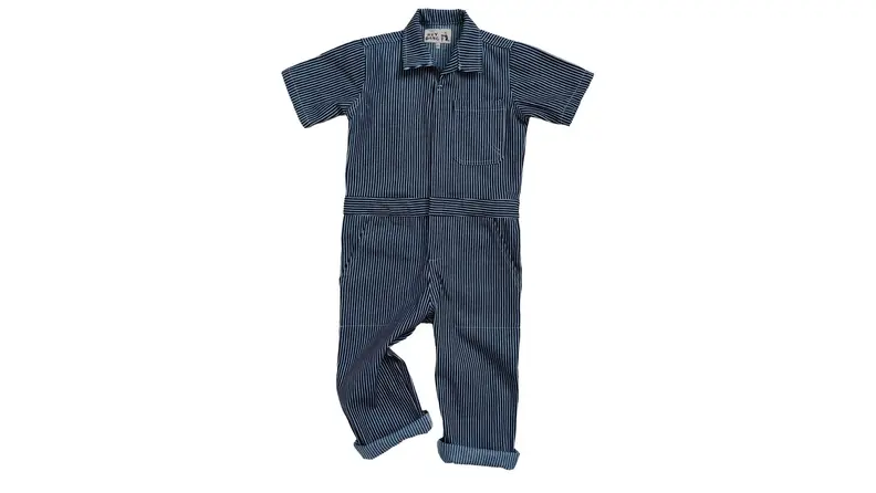 Hey Gang coveralls in conductor stripe.