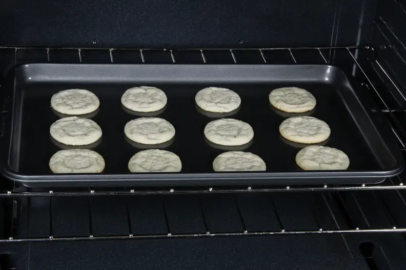 sheet of cookies in oven