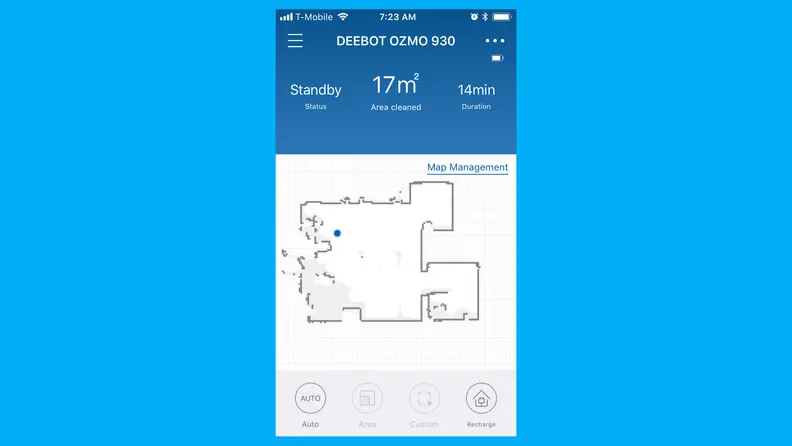 The map tells you cycle time and area cleaned.