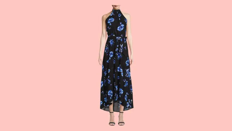 black maxi halter dress