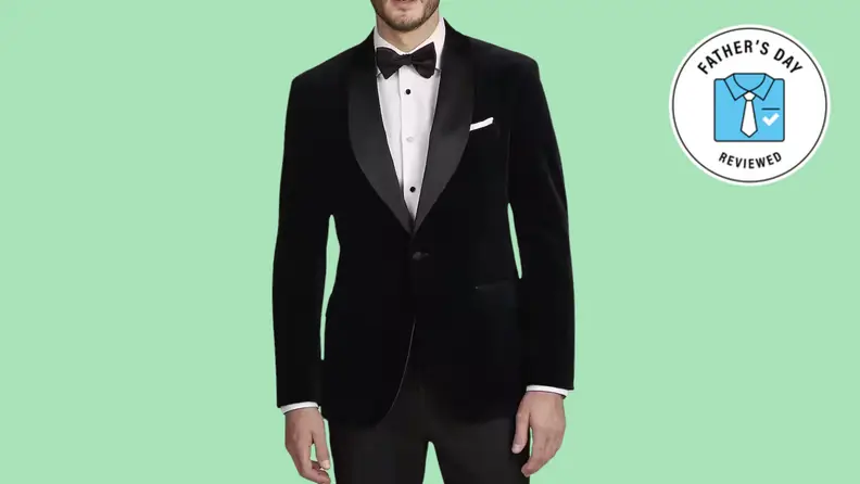 black velvet dress jacket on lime green background