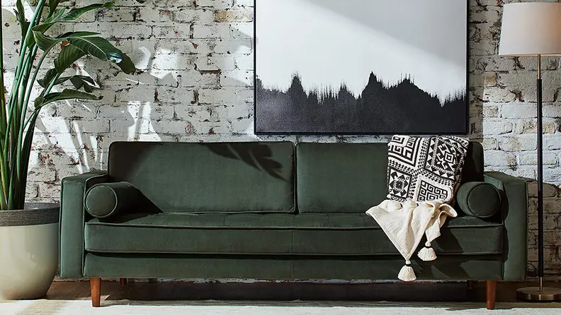 Amazon Rivet Aiden Tufted Mid-Century Velvet Bench Seat Sofa