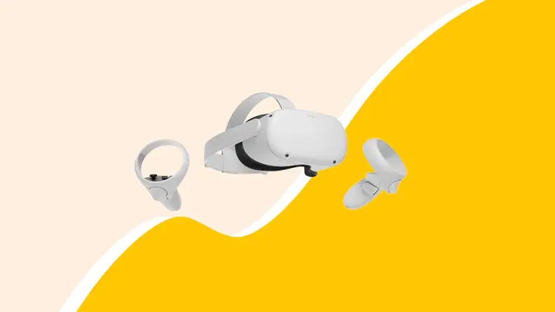White VR set on yellow background