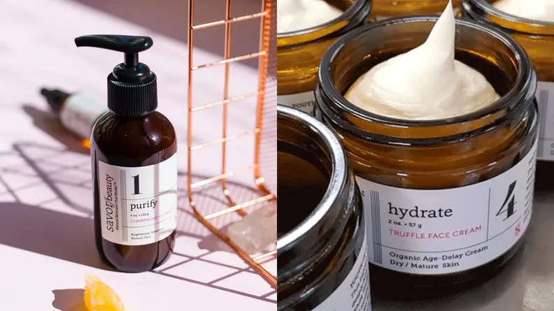 The Savor Beauty Champagne Cleanser and Truffle Face Cream.
