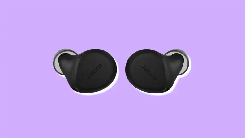 A pair of Jabra Elite 7 Active earbuds.