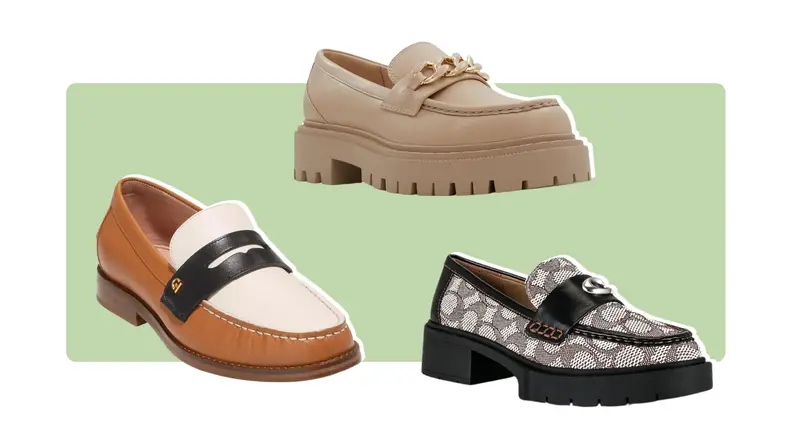 Three pairs of flat leather loafers.