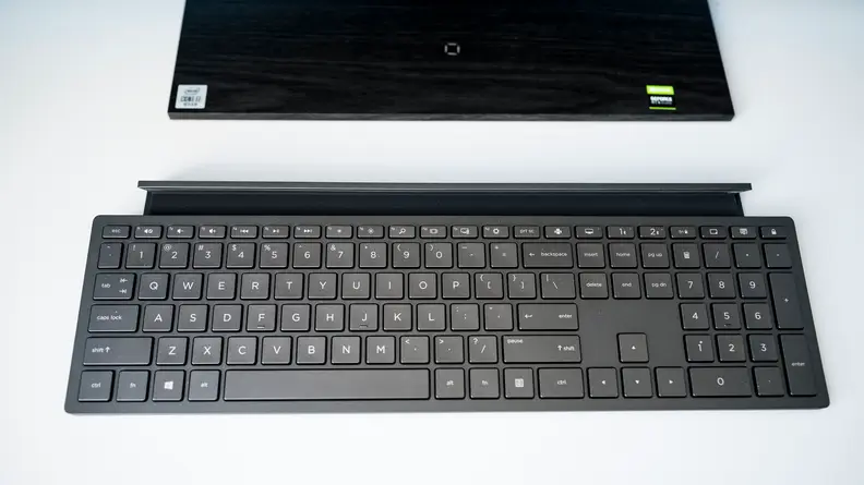 An overhead of the included wireless keyboard