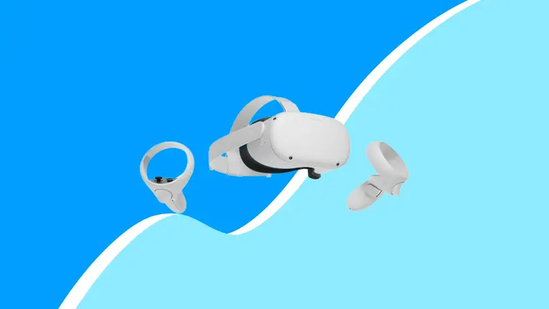 White VR goggles on blue background