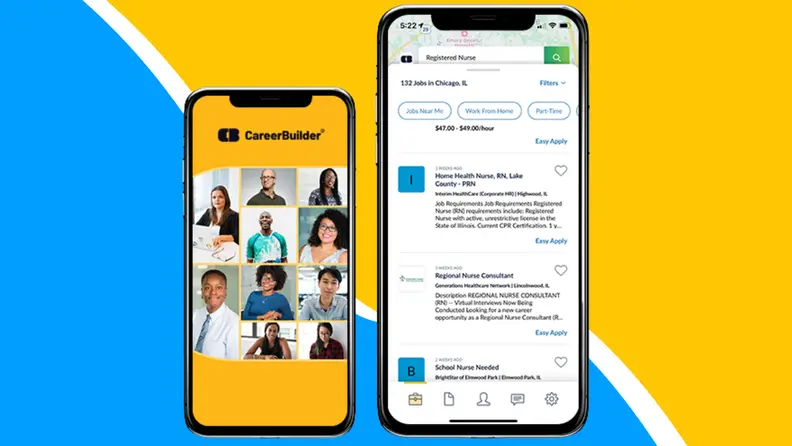 CareerBuilder interface on mobile phone