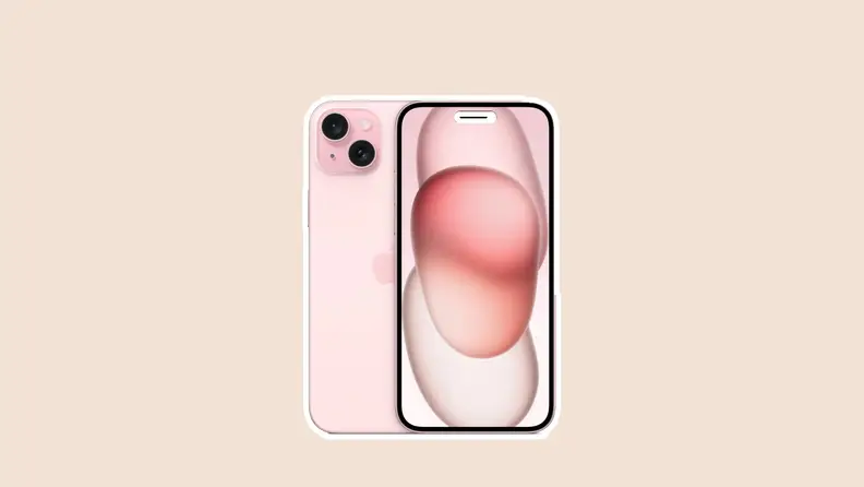 iphone 15 on beige background