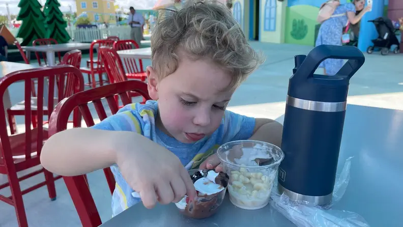 Toddler eating food