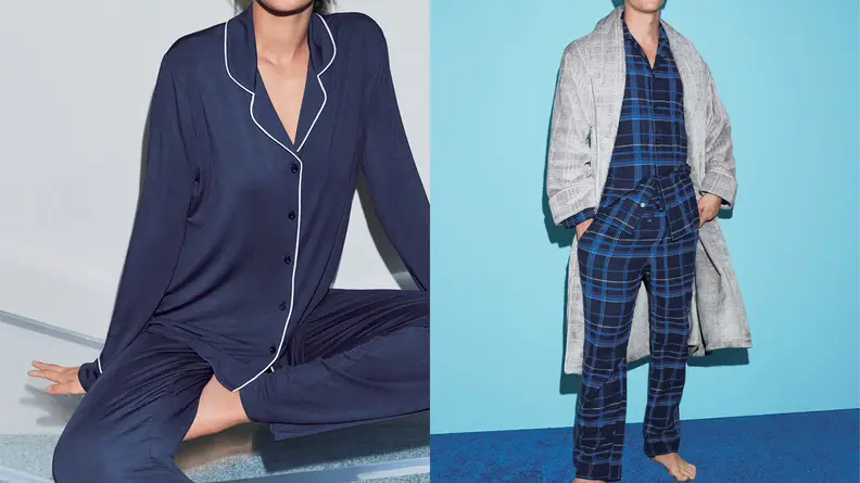 A woman lounging in pajamas from Nordstrom