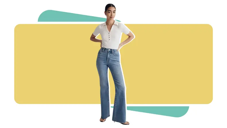 A woman wearing Madewell jeans.