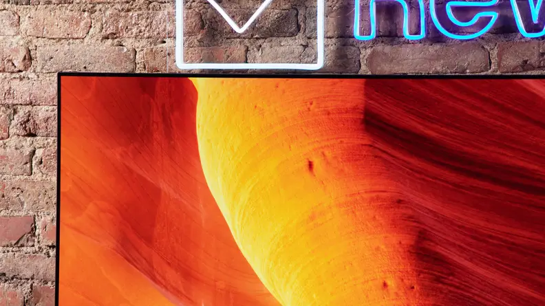 Close-up of the upper corner of the LG C3 OLED TV screen.