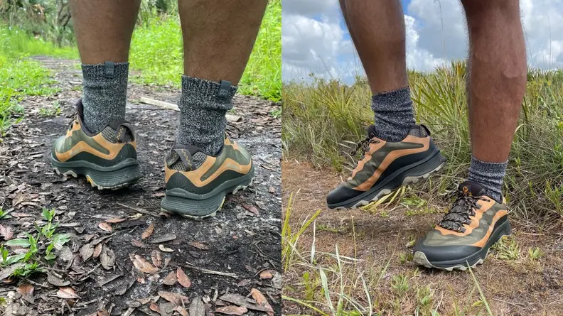 Man standing in a pair of Merrell Moab Speed hiking shoes