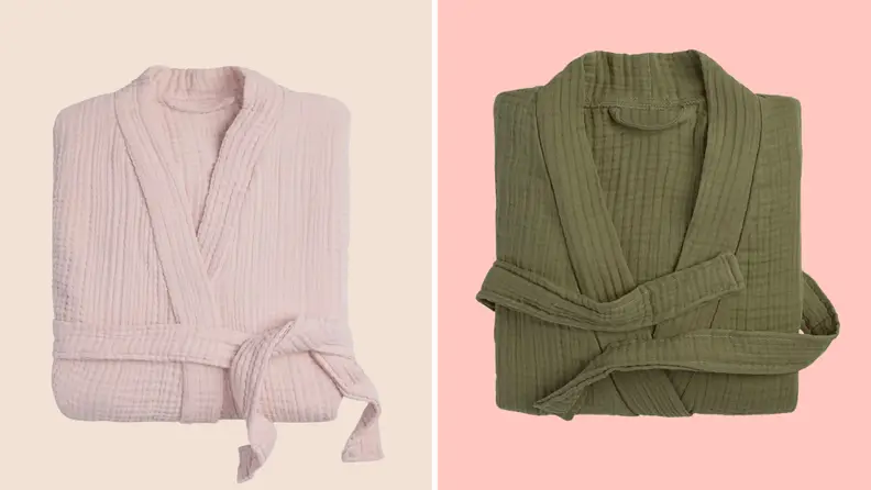 Two parachute robes side by side folded