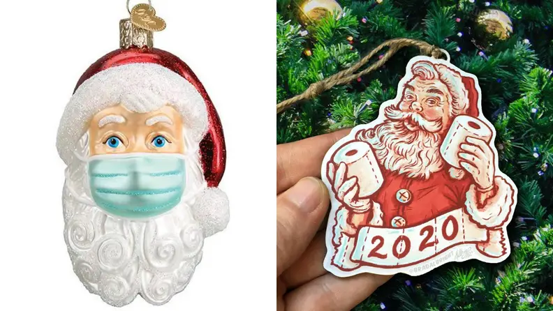 COVID Santa Christmas ornaments