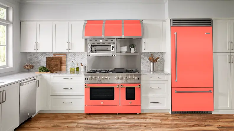 BlueStar appliances in Living Coral