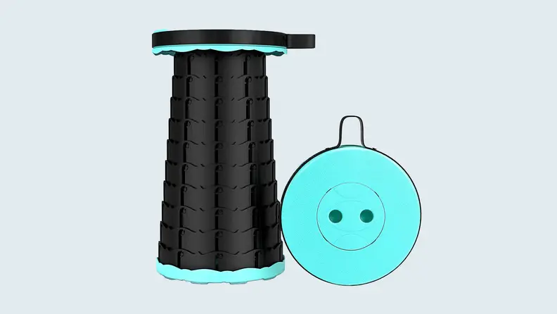 The Giraffe Creation Telescopic Stool on a lightly colored background
