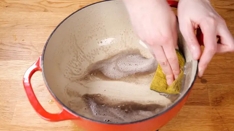 Dutch oven scrubbing 2